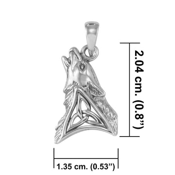 Celtic Howling Wolf Silver Pendant TPD5717 - Jewelry